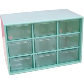 Craftelier - Organiser with 9 Drawers for Organising Scrapbooking and Craft Materials | Turquoise and Transparent Colour - Organiser Size 18 x 9,8 x 11,8 cm and Drawer 5 x 3 x 8 cm