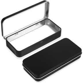 Tyqour Metal Rectangular Empty Hinged Tin Box Containers Metal Tin Box for Home Storage Jewelry Crafts