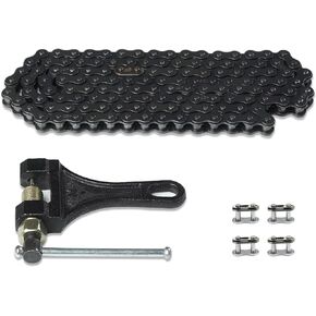 420 Motorcycle Chain+ Chain Breaker，420 Standard Roller Chain 132 Link with Free Chain Breaker 4 Connecting Master Link for 110cc 125cc Dirt Pit Bike ATV Quad Go Kart Scooter Mini Bike