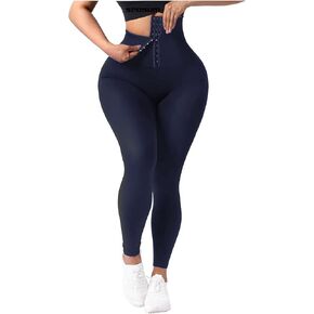 SEASUM High Waisted Yoga Legging with Adjustable Waist Corset Belt Tummy Control Slimming Waist Trainer Pant