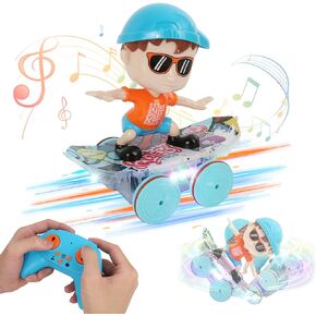 Remote Control Car,360°Rotating RC Stunt Car with LED Light and Music,2.4GHz Skateboard RC Car Toys for Kids, Cool Birthday Gift Ideas Easter Toys for 3 4 5 6 7 8-12+ Year Old Boys Girls