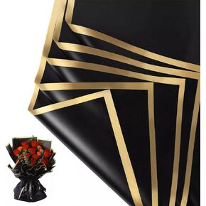 GalaHub Flower Wrapping Paper | 30 Sheets Waterproof Floral Bouquet Wrapping Paper | Black