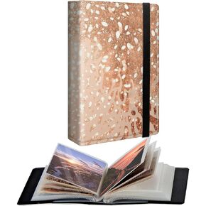 Small Photo Album 3.5x5 inch PU Leather Cover Photo Albums with 80 Photos Transparent Inner Pockets and Elastic Band Design Cute Photo Albums for Family Anniversary Wedding - Baby Turtle