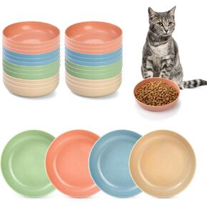 وعاء طعام القطط من Suwimut 24 قطعة من وعاء طعام القطط الضحل مقاس 5.5 بوصة، أوعية طعام رطبة للقطط واسعة للطعام والماء، طبق صغير للحيوانات الأليفة للقطط والقطط ذات الأرجل القصيرة، قش القمح in Kuwait