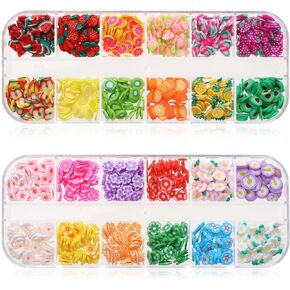 2 Boxes Fruit Slices Charms Crystal Mash Nail Art Slices Clay Fruit Slices Fruit Flower Candy Slices Mini Slices Resin Making Charms for Making Crafts Cellphone Decoration DIY Slime Craft