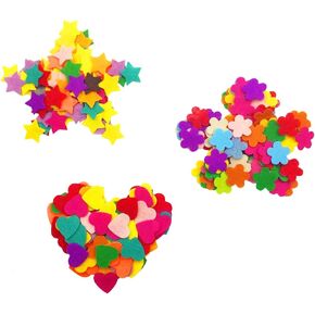 Approx 300pcs Multi Color Mini Felt Flower Heart Star Embellishments DIY Craft Decoration
