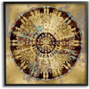 Stupell Industries Circular Shape Abstraction Modern Rust Pattern Industrial Painting Black Framed Wall Art, 12 x 12, Gold