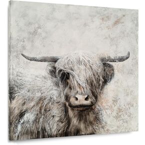Yihui Arts African Buffalo Canvas Wall Art - Lovely Cow Painting with Textured - Rustic Animal Artwork for Farmhouse Kids Living Room Bathroom Bedroom Decor