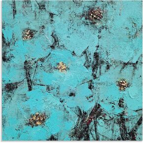 Yihui Arts Poppy Flower Wall Art - Brown Color, Gold Foil, Hand Painted Painting for Living Room, Bedroom, Bathroom Decor