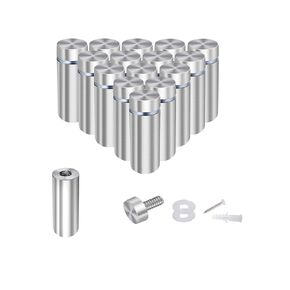 Osring 1/2" Dia x 2 2/5" L Standoffs Screws for Acrylic, Silver Sign Standoff Wall Mounts Hardware 16 Pack, Stainless Steel Stand Off Holder for Glass Board and Signage