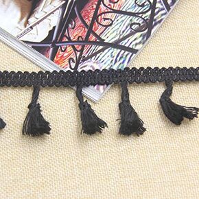Yalulu 5Yards White/Black/Beige Cotton Lace Tassel Fringe Lace Trim Ribbons Sewing Cloth Crafts Accessories&Home Party Decoration (Beige)