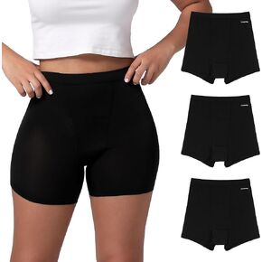 INNERSY Women's High Waisted Period Underwear Boy Shorts Panties for Postpartum Menstrual 3-Pack