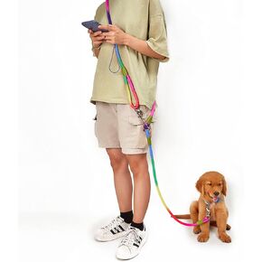 Hands Free Dog Leash Rope 8.5ft Crossbody Dog Leash for Large Medium Small Dogs Walking Jogging and Running Colorful