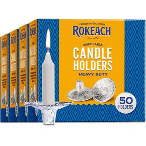 Rokeach Extra Heavy Duty Disposable Aluminum Foil Candle Holders, 4X 50 Pack (200 Holders) Bulk | Bobeches for Candlesticks | Fits All Standard Candle Sticks