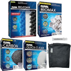 Fluval 206/207 Canister Filter Maintenance & Replacement Filter Media Kit, Including Trident Nova Filter Media Bags (Quick Clear/Water polishing Pads, BioFoam, Carbon, Biomax)