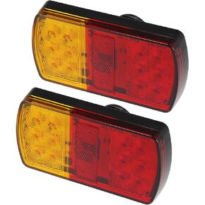X AUTOHAUX 2pcs 12 LED Trailer Tail Lights 12V-36V Turn Signal Brake Tail Light Universal for Utility Trailer Truck Boat Pickup RV Camper UTV UTE Red Amber