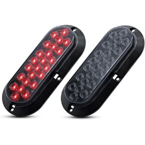 Meerkatt (Pack of 2) 6 Inch Oval Smoked Lens Amber LED Sealed Clearance Lamp Heavy Duty Truck 24 Diodes Turn Signal Tail Lights for Trailer Van Bus 12V DC Waterproof DK12