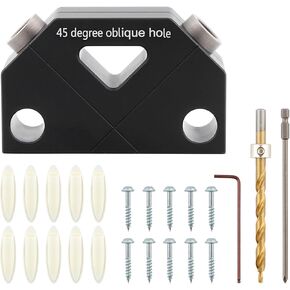 Tookie 24pcs 9.5mm Drill Bit Punch Guide Home Self Centering Dowel Jig Kit with Wrench(as Shown)