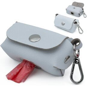 Premium Leather Dog Waste Bag Holder, Stylish and Compact Pet Poop Bag Holder for Walks (FUCHSIA PINK)