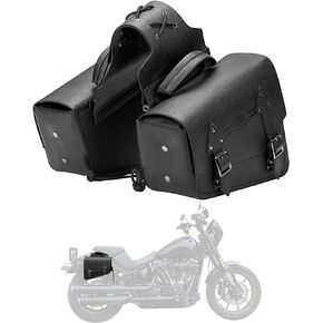 KEMIMOTO Motorcycle Saddlebags Leather Motorcycle Side Bags Compatible with Sportster 883 1200 Softail Low Rider S Cruiser Dyna V-star Shadow Vulcan Rebel Motorcycle Storage Bag