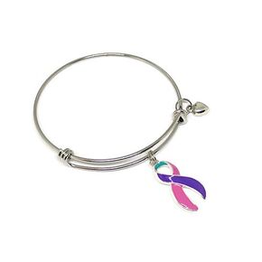 Thyroid cancer awareness Ribbon bangle bracelet : thyroid cancer awareness jewelry