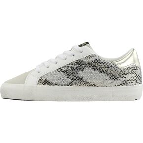 VINTAGE HAVANA Womens Kate Snake Lace Up Sneakers Shoes Casual - Gold, Grey, White