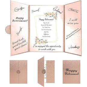 Holkcog Retirement Rose Gold Guest Book Alternative Decorations for Women, Rose Gold Happy Retirement Party Decorations, Signature Certificate or Retirement Gifts for Women