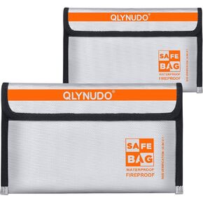 Small Fireproof Document Bag for Cash (8x5", External Size), 2-Pack Fireproof Money Bag with Waterproof Zipper, Fireproof Pouch Set (Basic, 2-Small-Grey)