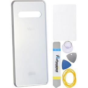 Classy White Glass Back Panel Cover Replacement for LG V60 ThinQ 5G V60 ThinQ 5G UW with Pre Cut Adhesive and Tool Kit