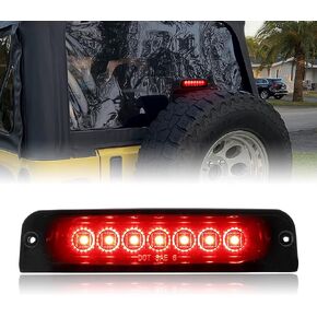 LED 3rd Third Brake Light for Wrangler TJ 97-06, Kewisauto Smoked Black Center High Mount Stop Light for Jeep Wrangler TJ 1997-2006 Accessories (1PCS, 55055280AB, 04864833, 55055279, 55055280)