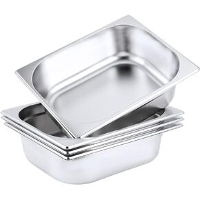4 Pack 1/2 Sizes Steam Table Pan, Anti-Jam Stainless Steel Steam Pan, Hotel Pan for Parties, Restaurants and Catering Supplies, 2-1/2 Inch Deep