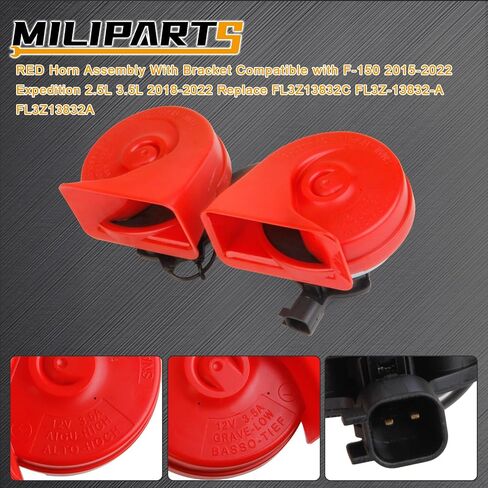 RED Horn Assembly With Bracket Compatible with F-150 2015-2022 Expedition 2.5L 3.5L 2018-2022 Replace FL3Z13832C FL3Z-13832-A FL3Z13832A in Saudi Arabia