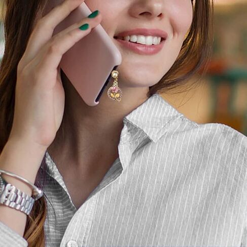 EIISE & FONDA Crystal Pink Tulip Flower Pendant Cell Phone Dust Plug Charm For iPhone samsung huawei ipad ipod Android phone with 3.5mm earphone jack EP009 in Kuwait