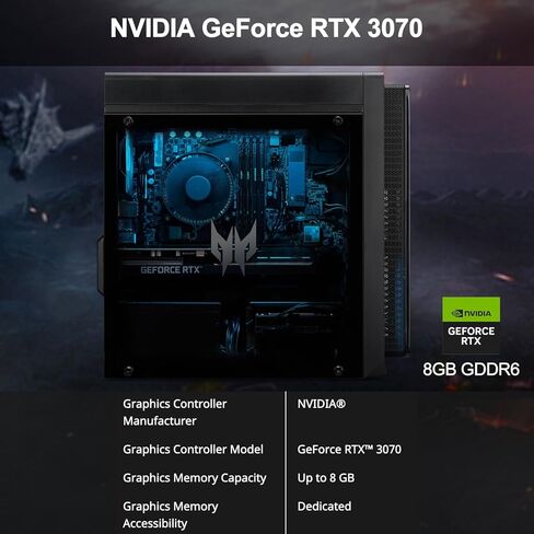 acer Predator Newest Ultimate Gaming Tower Desktop, Intel Core i7-13700F, NVIDIA GeForce RTX 3070, 32GB DDR5 RAM, 1TB SSD, Wired KB & M, DP, HDMI, Wi-Fi 6, Windows 11 Home in Saudi Arabia