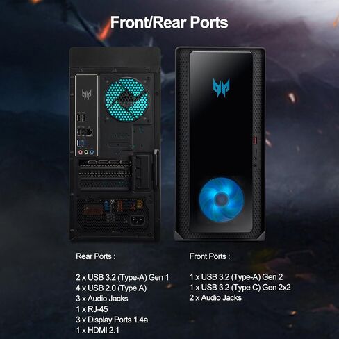 acer Predator Newest Ultimate Gaming Tower Desktop, Intel Core i7-13700F, NVIDIA GeForce RTX 3070, 32GB DDR5 RAM, 1TB SSD, Wired KB & M, DP, HDMI, Wi-Fi 6, Windows 11 Home in Saudi Arabia