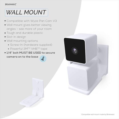 Drill Free Wall Mount for Wyze Pan V3 Camera, Easy to Install, No Mess, Strong VHB Holder with Screw in Option in Saudi Arabia