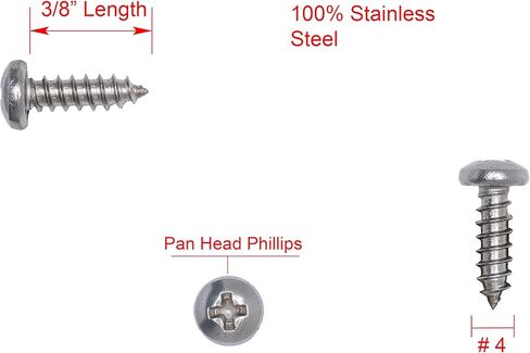 رقم 4 × 3/8 بوصة برغي خشب فيليبس برأس من الفولاذ المقاوم للصدأ، (100 قطعة)، 18-8 (304) براغي معدنية من الصفائح الفولاذ المقاوم للصدأ، نوع A، لمسة نهائية سادة بواسطة قطارة بولت in Kuwait