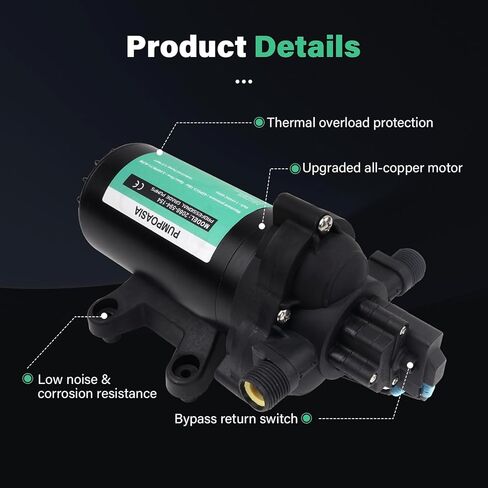 2088-594-154، مضخة مياه Rv، مضخة مياه غشائية 115V-3GPM-45PSI، ذاتية التحضير حتى 6 أقدام، مضخة مياه مع مفتاح ضغط ومصفاة، مناسبة للمركبات الترفيهية والحديقة والتخييم in Kuwait