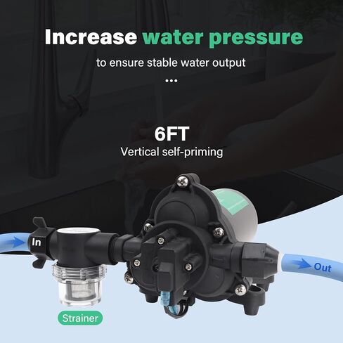 2088-594-154، مضخة مياه Rv، مضخة مياه غشائية 115V-3GPM-45PSI، ذاتية التحضير حتى 6 أقدام، مضخة مياه مع مفتاح ضغط ومصفاة، مناسبة للمركبات الترفيهية والحديقة والتخييم in Kuwait