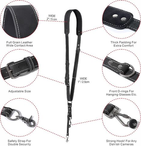 Padwa Lifestyle Dark Brown Single Camera Harness Strap for One Camera - Professional Single Full Grain Leather Cowhide Camera Harness,Quick Release Gear DSLR Camera Straps for Photographers in Kuwait