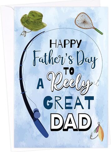 FANCY LAND Fishing Father's Day Card for Dad Funny Fish Pun Fathers Day Card Greeting Cards with Envelopes from Daughter Son in Saudi Arabia