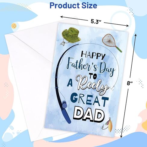 FANCY LAND Fishing Father's Day Card for Dad Funny Fish Pun Fathers Day Card Greeting Cards with Envelopes from Daughter Son in Saudi Arabia