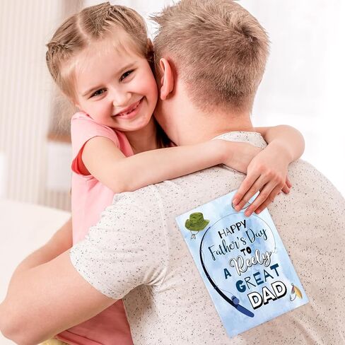 FANCY LAND Fishing Father's Day Card for Dad Funny Fish Pun Fathers Day Card Greeting Cards with Envelopes from Daughter Son in Saudi Arabia