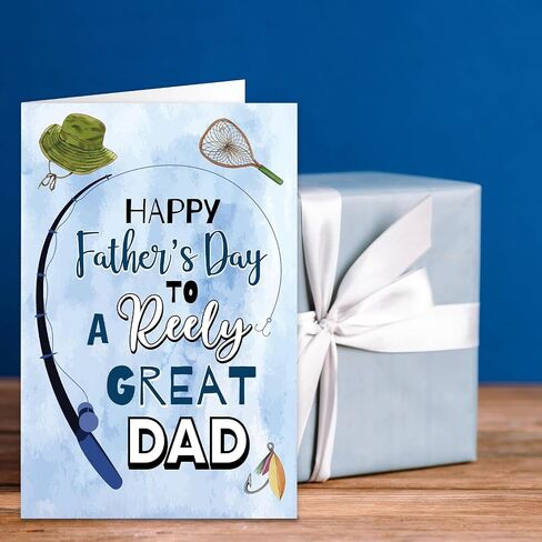 FANCY LAND Fishing Father's Day Card for Dad Funny Fish Pun Fathers Day Card Greeting Cards with Envelopes from Daughter Son in Saudi Arabia