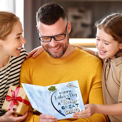 FANCY LAND Fishing Father's Day Card for Dad Funny Fish Pun Fathers Day Card Greeting Cards with Envelopes from Daughter Son in Saudi Arabia