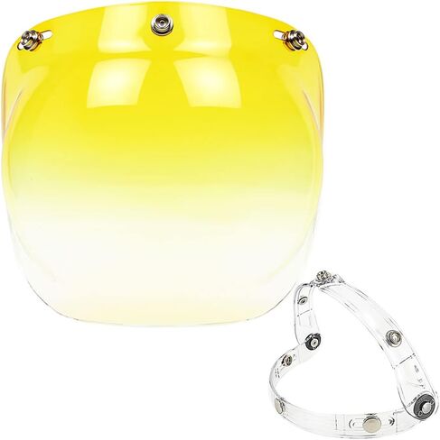 Universal 3-Snap Bubble Helmet Visor Motorcycle Face Flip Up Wind Shield Lens (Yellow Gradient) in Saudi Arabia