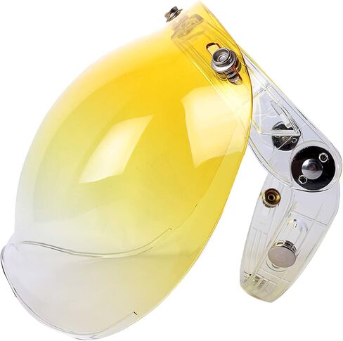 Universal 3-Snap Bubble Helmet Visor Motorcycle Face Flip Up Wind Shield Lens (Yellow Gradient) in Saudi Arabia