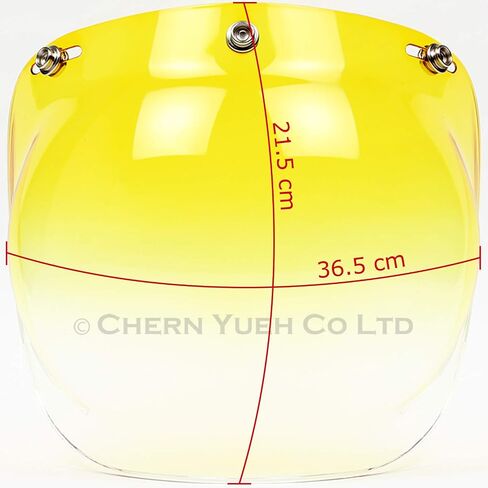 Universal 3-Snap Bubble Helmet Visor Motorcycle Face Flip Up Wind Shield Lens (Yellow Gradient) in Saudi Arabia