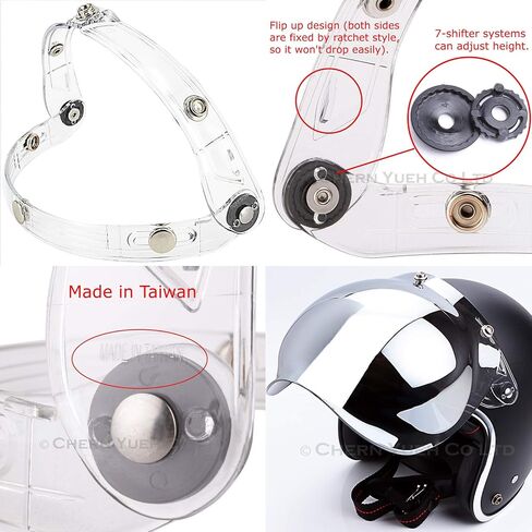 Universal 3-Snap Bubble Helmet Visor Motorcycle Face Flip Up Wind Shield Lens (Yellow Gradient) in Saudi Arabia