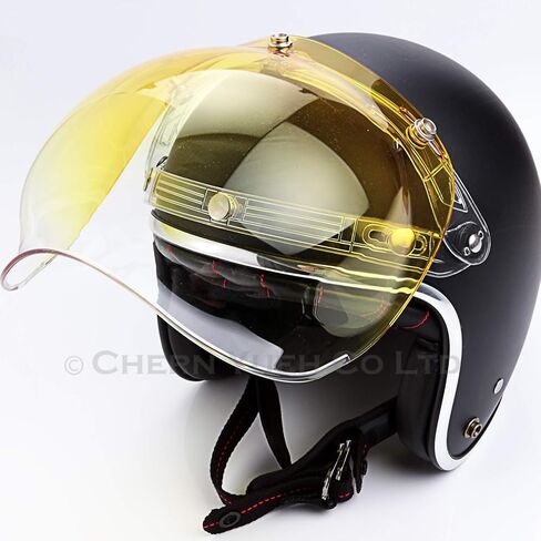 Universal 3-Snap Bubble Helmet Visor Motorcycle Face Flip Up Wind Shield Lens (Yellow Gradient) in Saudi Arabia